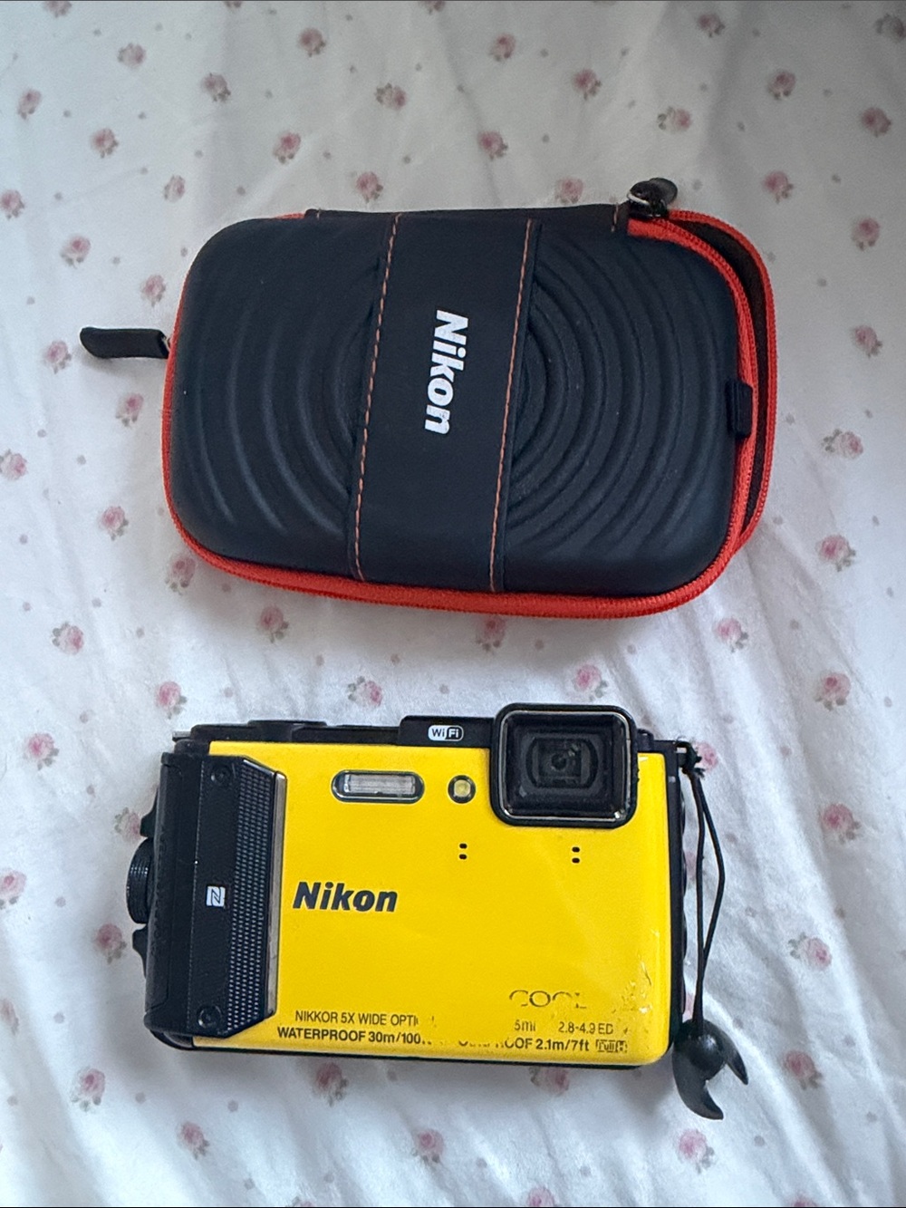 Nikon Yellow Compact Waterproof Digital Camera with Black/Orange Case